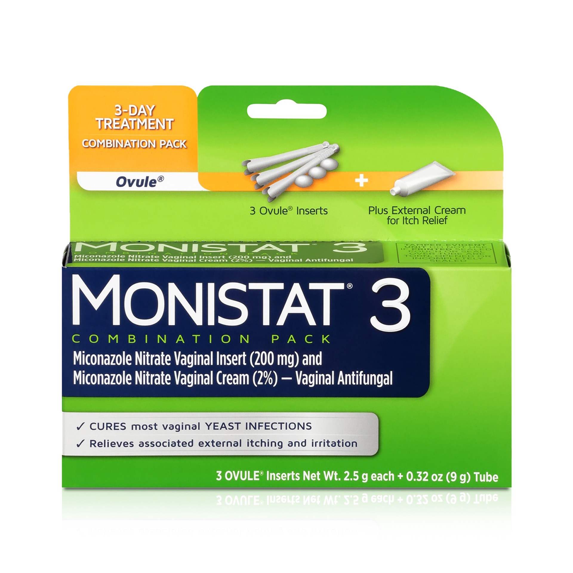 slide 1 of 5, Monistat 3 Day Yeast Infection Treatment, 3 Miconazole Ovule Inserts & External Anti-Itch Cream, 1 set