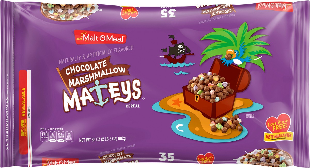 slide 5 of 12, Malt-O-Meal Chocolate Marshmallow Mateys Breakfast Cereal, 35 OZ Bag, 35 oz