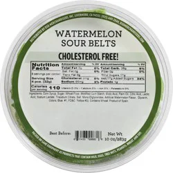 DSD Merchandisers Watermelon Sour Belts 10 oz