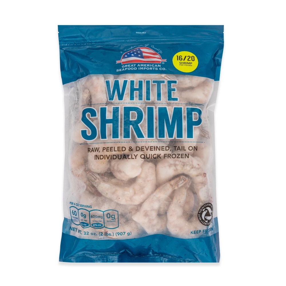 slide 1 of 1, Great American Seafood Shrimp Raw Peeled & Deveined, 16-20 ct; 2 lb