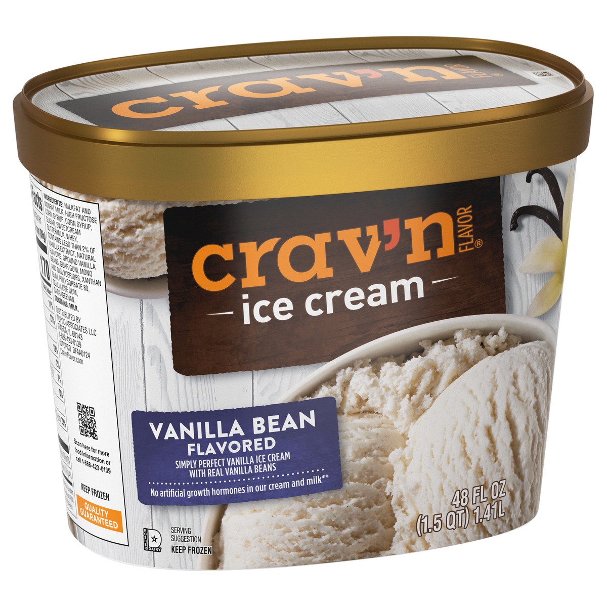 slide 3 of 4, Crav'n Flavor Vanilla Bean Flavored Ice Cream 48 fl oz, 48 fl oz