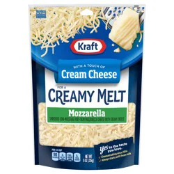 Kraft Mozzarella Shredded Cheese with a Touch of Philadelphia for a Creamy Melt, 8 oz Bag