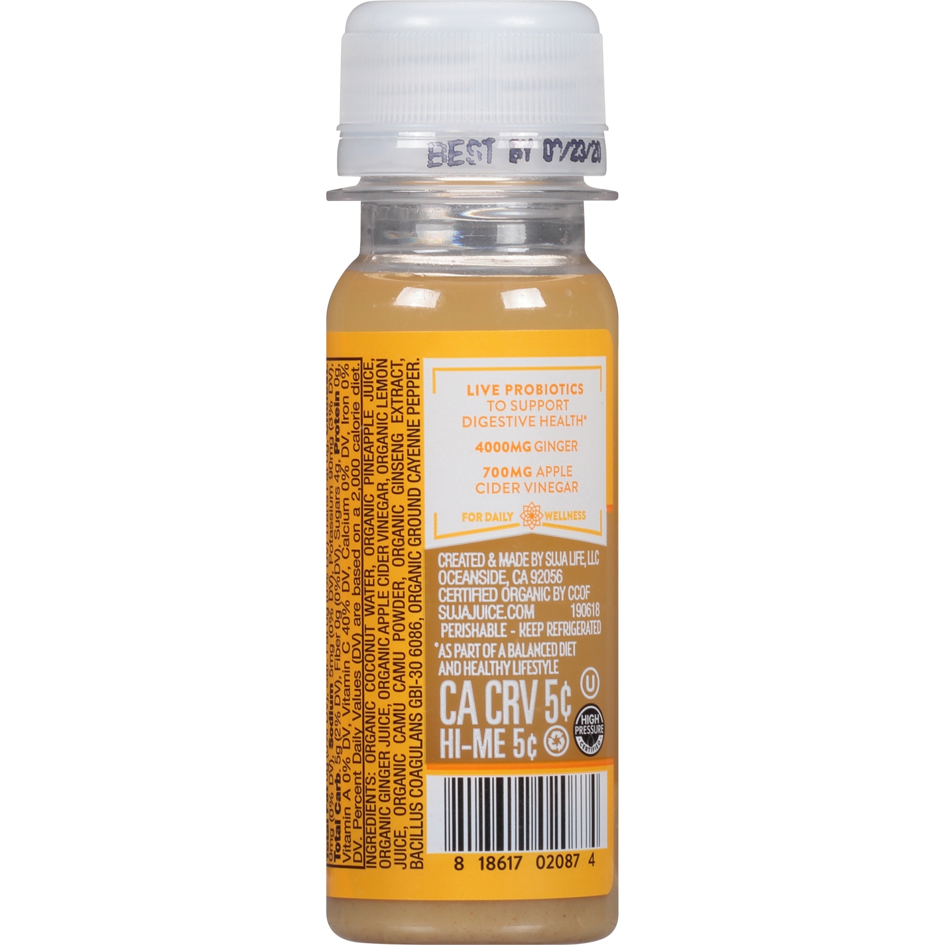 Suja Organic Digestion Shot with Ginger & Probiotics, ColdPressed 2 fl