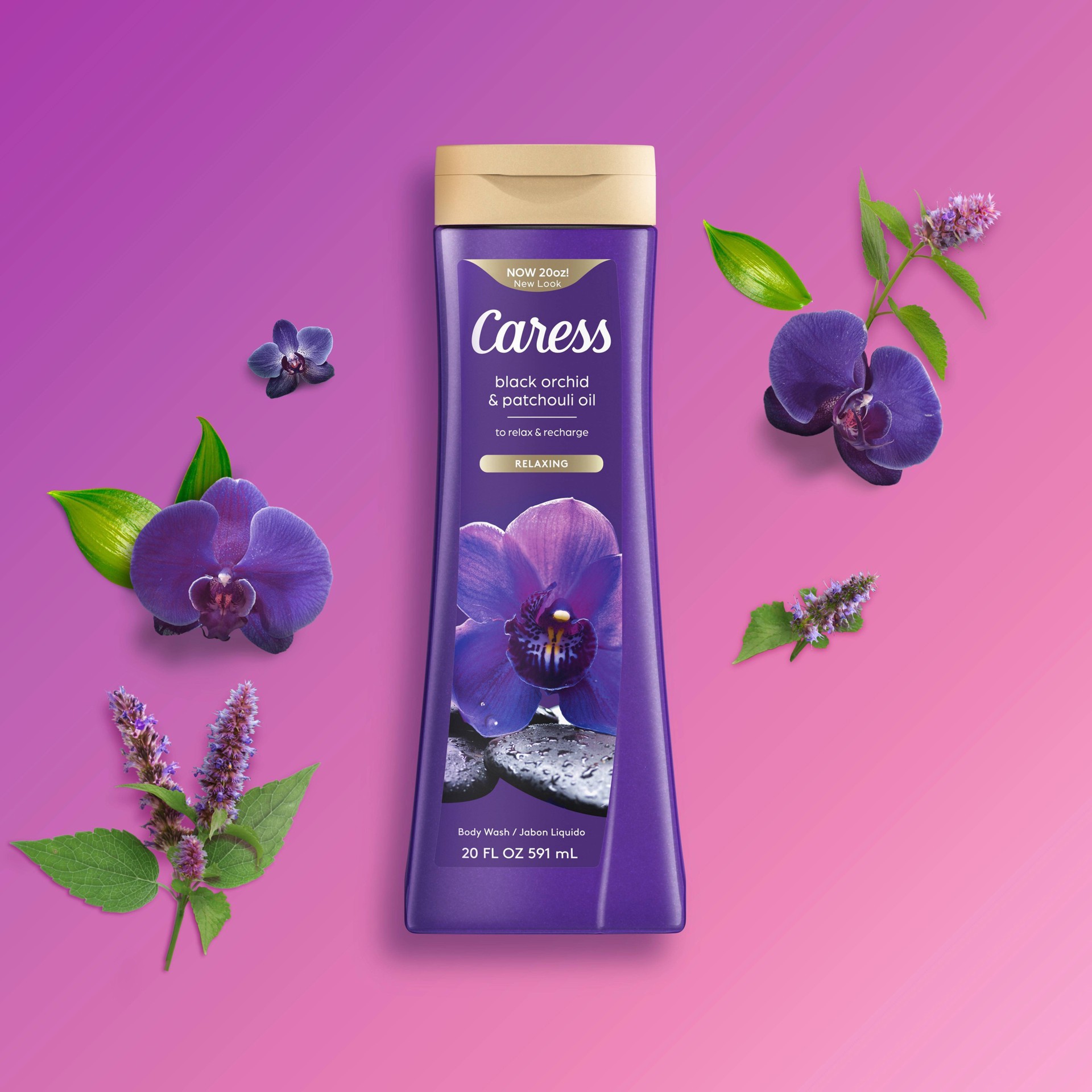 slide 5 of 6, Caress Black Orchid & Patchouli Oil Body Wash 20 fl oz, 20 fl oz