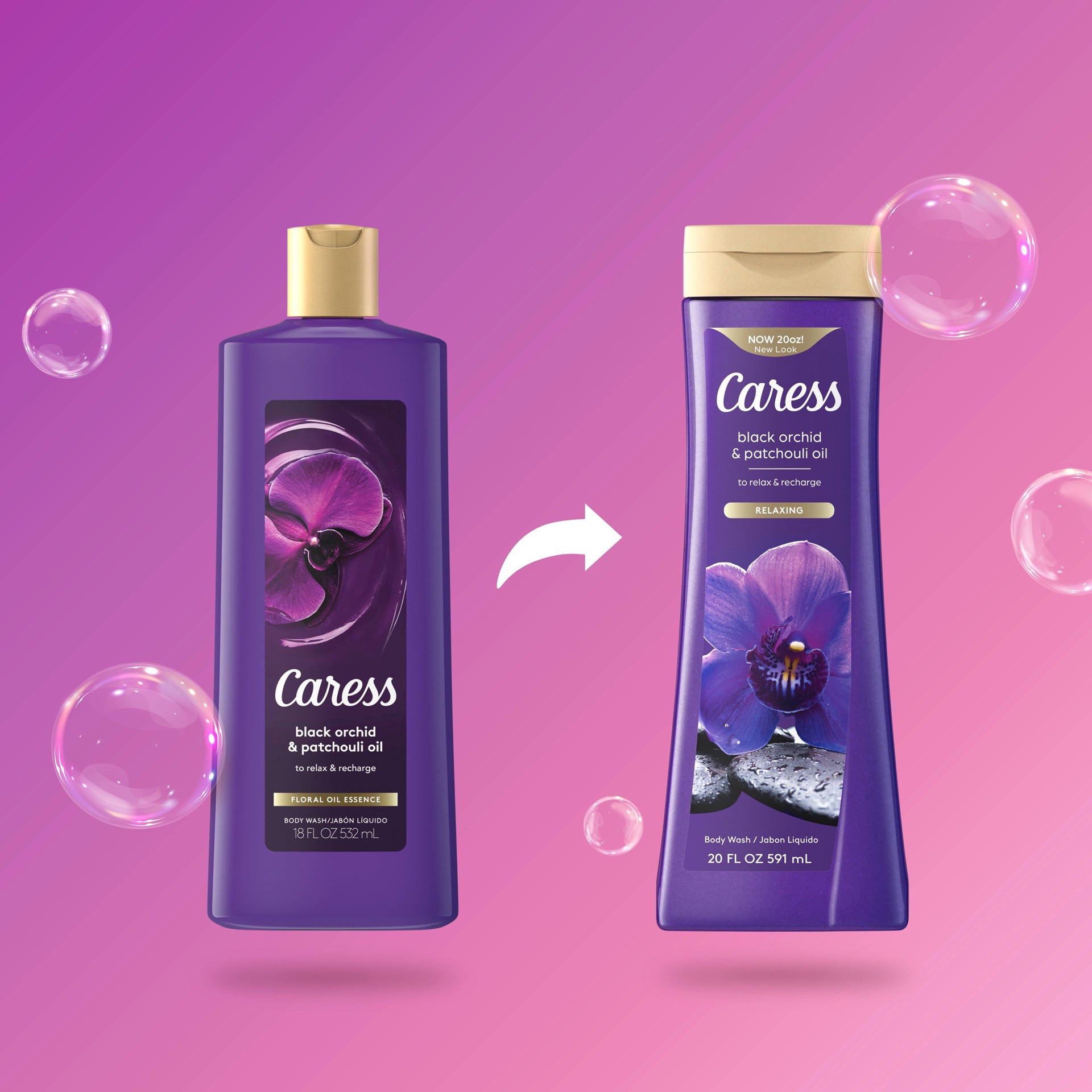 slide 2 of 6, Caress Black Orchid & Patchouli Oil Body Wash 20 fl oz, 20 fl oz