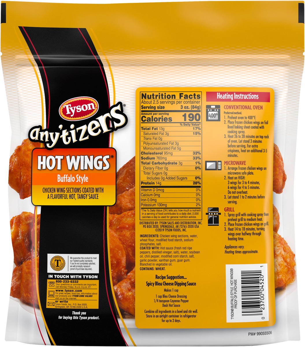 slide 4 of 7, TYSON ANYTIZERS FC Hot Wings Buffalo Style, 311.84 g