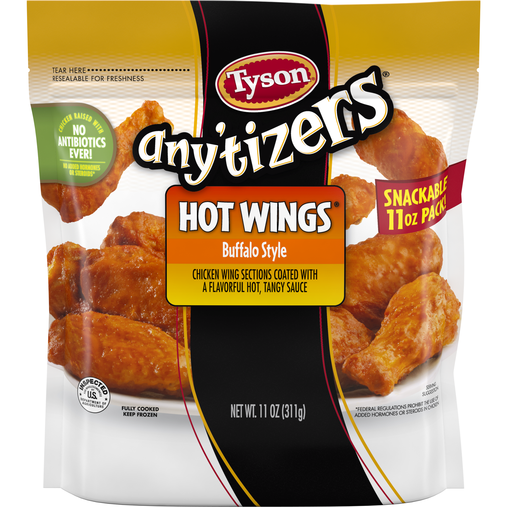 slide 1 of 7, TYSON ANYTIZERS FC Hot Wings Buffalo Style, 311.84 g