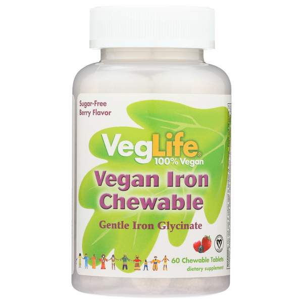 slide 1 of 1, Veglife Iron, Vegan Berry Chew, 60 ct