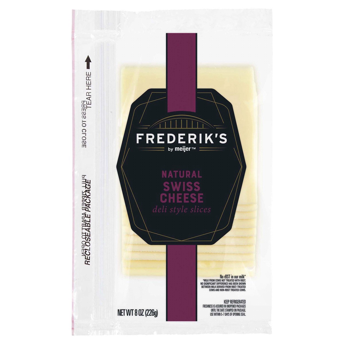 slide 1 of 5, FREDERIKS BY MEIJER Frederik's by Meijer Natural Swiss Deli Style Cheese Slices, 8 oz, 8 oz