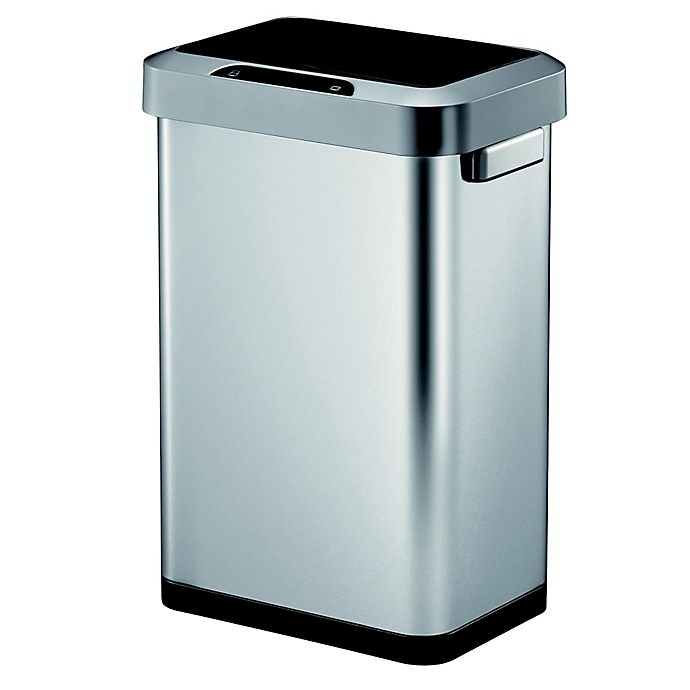 slide 1 of 7, Eko Horizon Stainless Steel Motion Sensor Trash Can, 45 liter