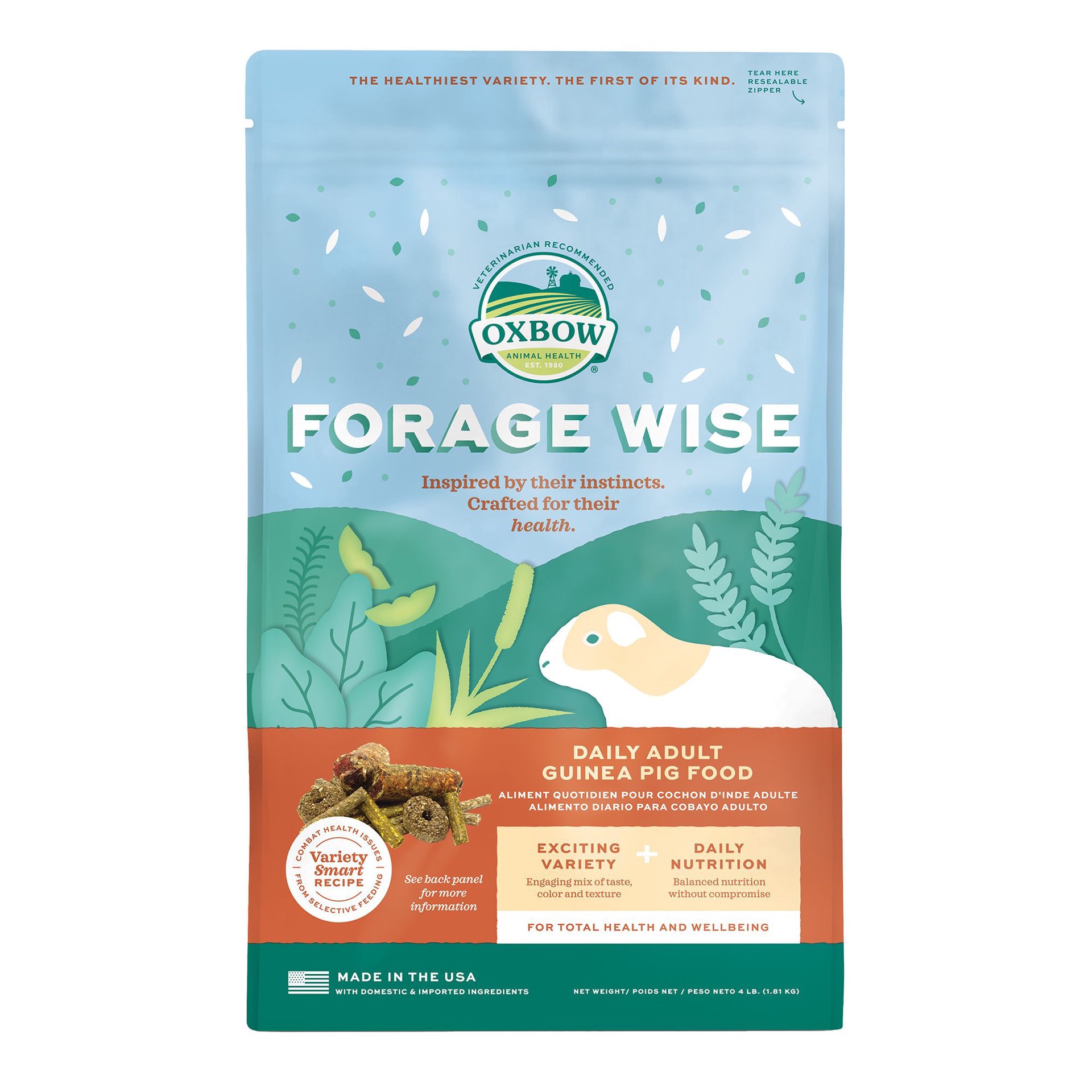 slide 1 of 1, Oxbow Forage Wise Mixed Guinea Pig Food, 4 lb