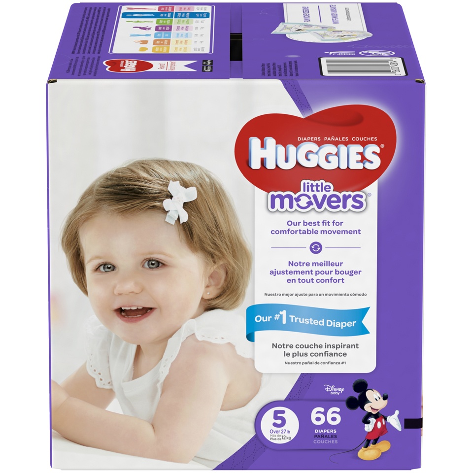 slide 1 of 1, Huggies Little Movers Diapers Size 5, 66 ct