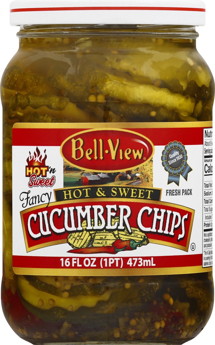 slide 2 of 13, Bell-View Hot & Sweet Cucumber Chips, 16 fl oz