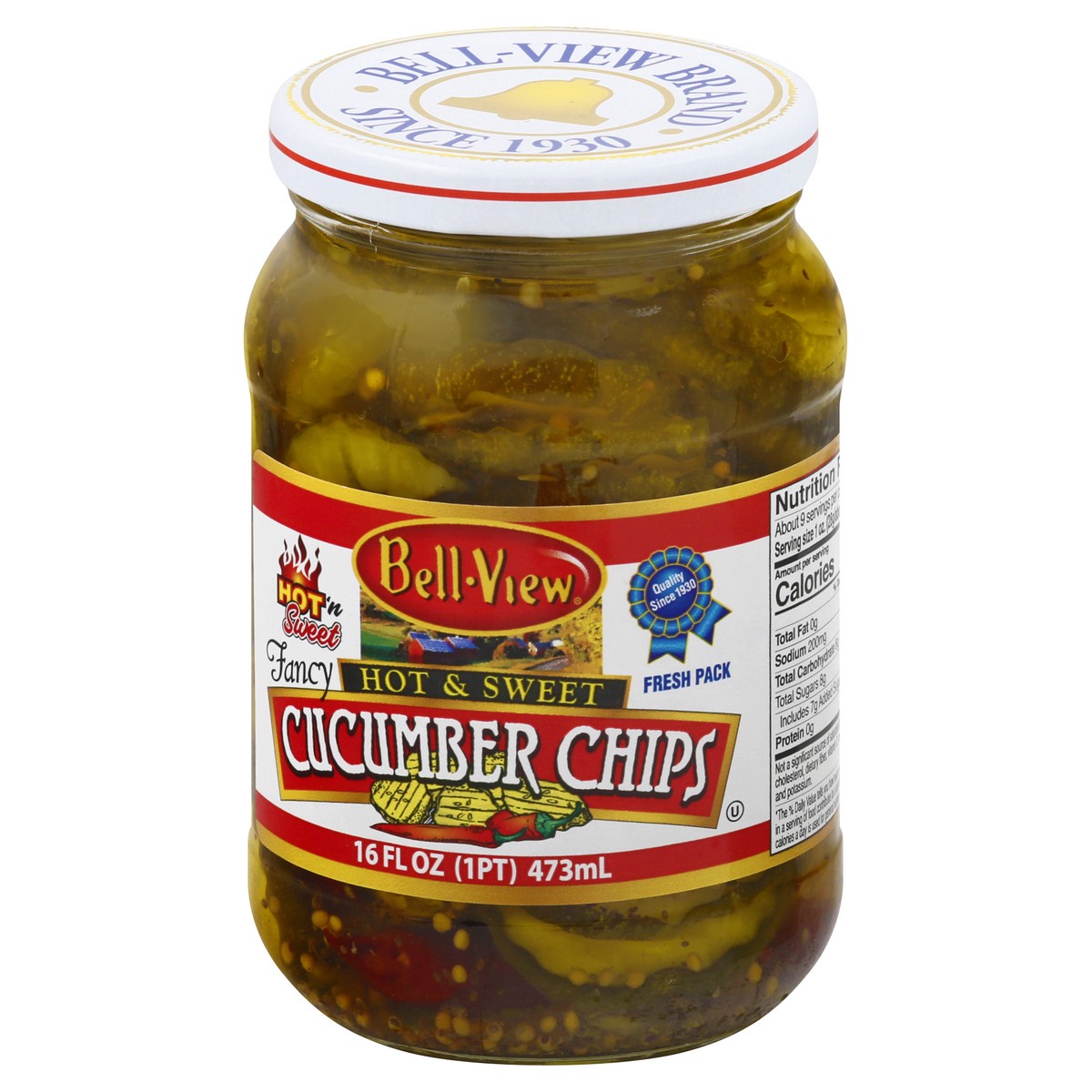 slide 9 of 13, Bell-View Hot & Sweet Cucumber Chips, 16 fl oz