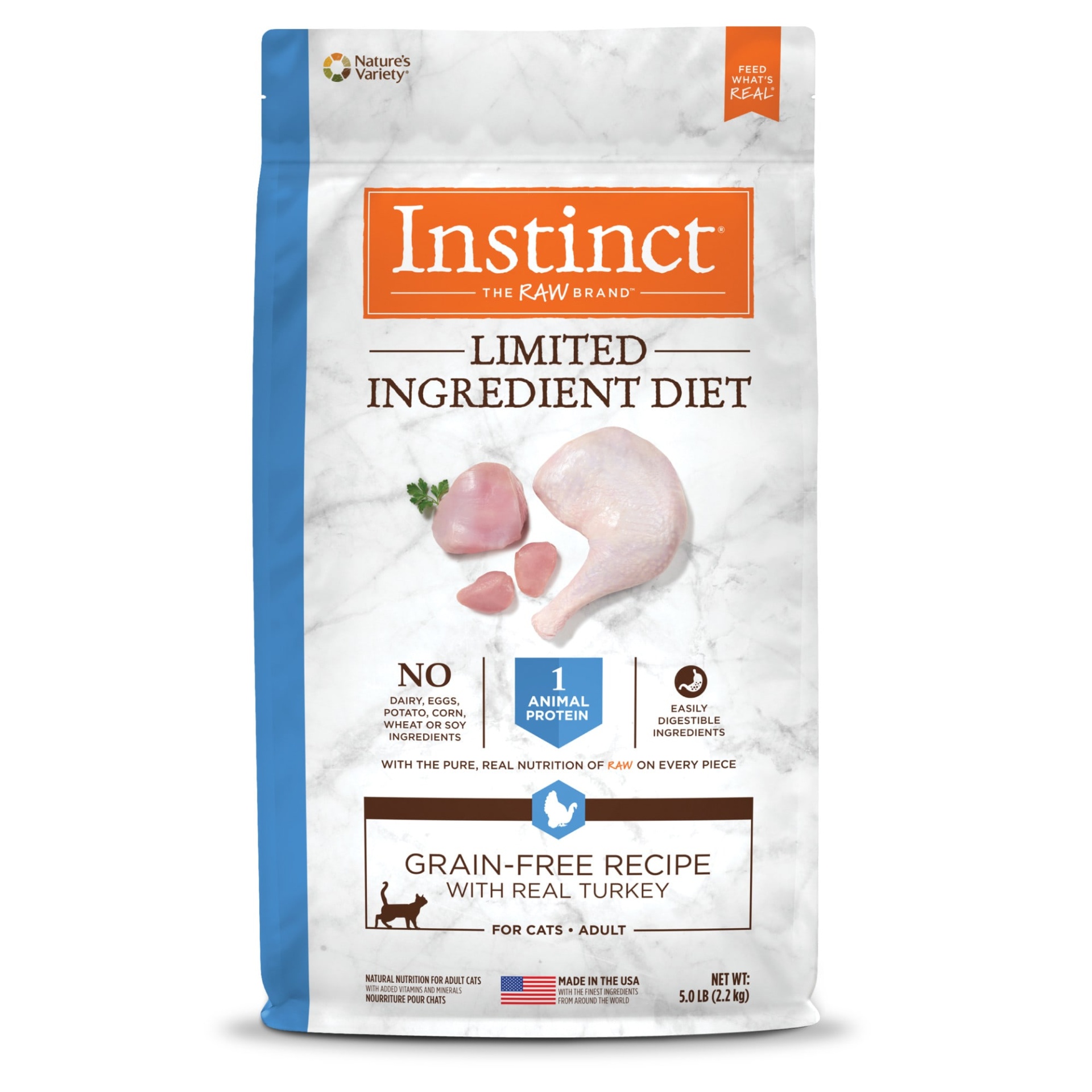 slide 1 of 1, Instinct Limited Ingredient Diet Grain Free Recipe with Real Turkey Natural Dry Cat Food by Nature's Variety, 5 lb