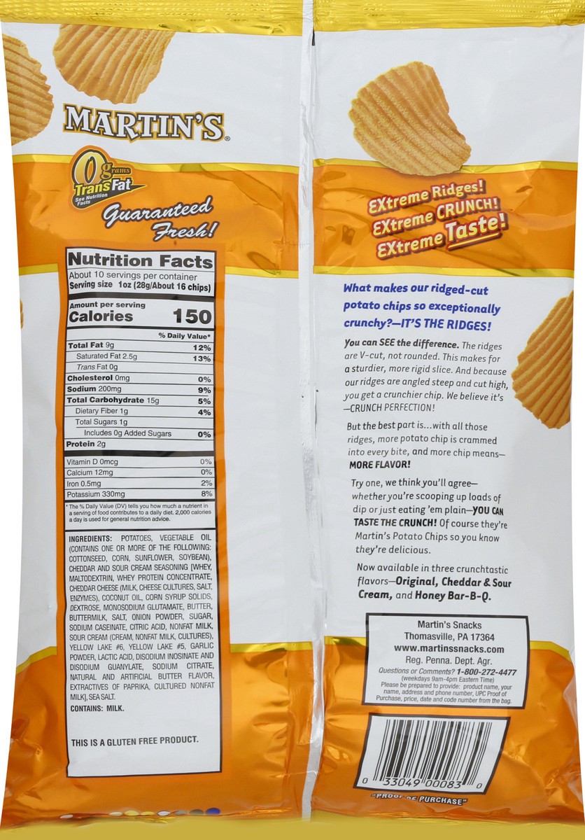 slide 7 of 13, Martin's Crunchy Ridged Cheddar & Sour Cream Flavored Potato Chips 9.5 oz, 9.5 oz