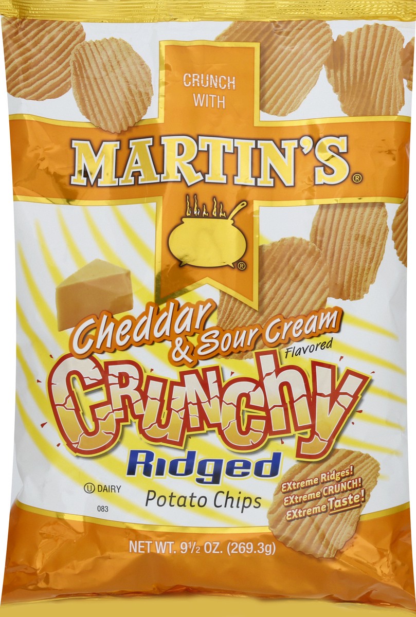 slide 1 of 13, Martin's Crunchy Ridged Cheddar & Sour Cream Flavored Potato Chips 9.5 oz, 9.5 oz