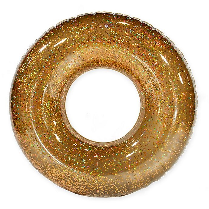 slide 1 of 6, PoolCandy Holographic Glitter Beach and Pool Tube - Gold, 1 ct