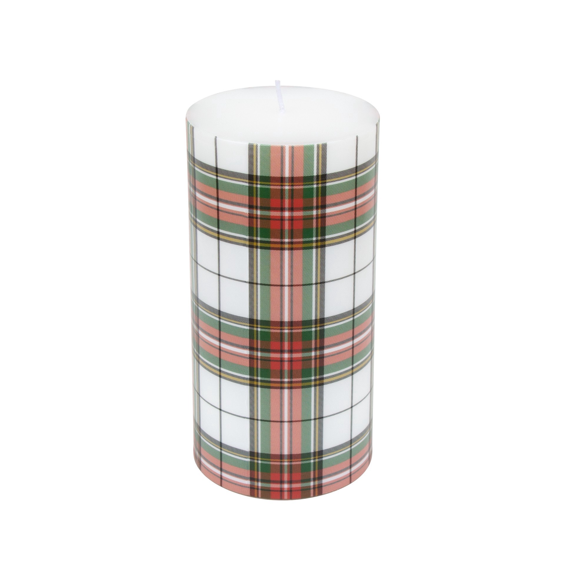 slide 3 of 3, Red & Green Plaid Pillar Candle By Ashland, 3 in x 6 in