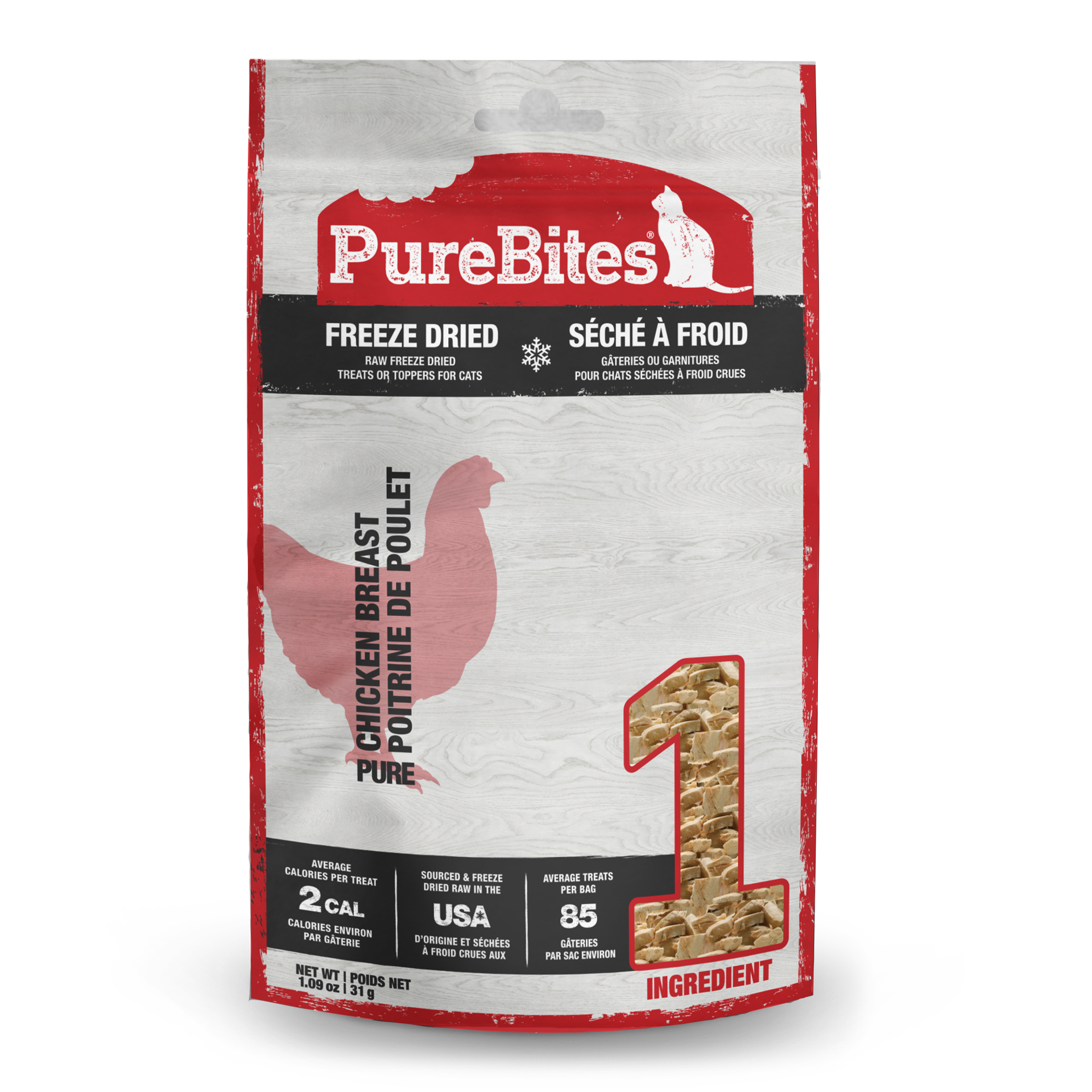 slide 1 of 5, PureBites Freeze Dried Chicken Breast Cat Treats 31g | 1 Ingredient | Made in USA, 31 g