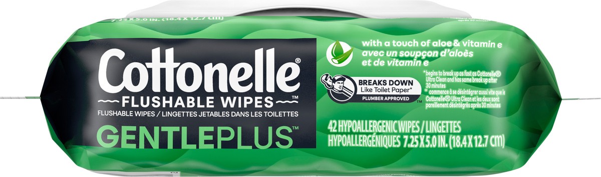 slide 3 of 10, Cottonelle GentlePlus Flushable Wet Wipes with Aloe & Vitamin E, Adult Wet Wipes, 1 Flip-Top Pack, 42 Total Flushable Wipes, 42 ct