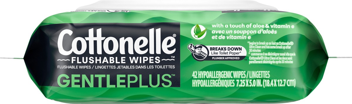 slide 2 of 10, Cottonelle GentlePlus Flushable Wet Wipes with Aloe & Vitamin E, Adult Wet Wipes, 1 Flip-Top Pack, 42 Total Flushable Wipes, 42 ct