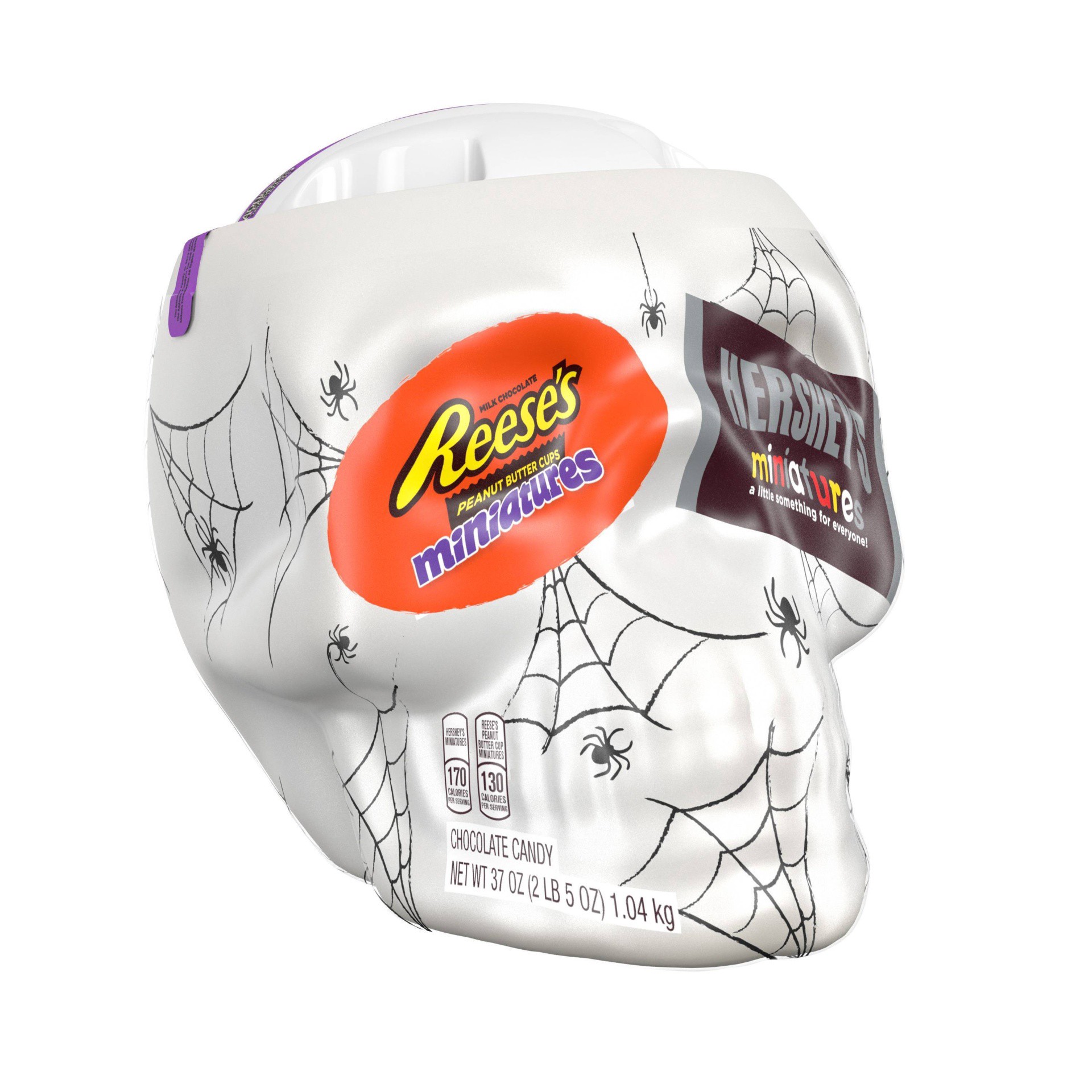 slide 1 of 5, Hershey's Halloween Miniatures Assortment in Skull Candy Bowl, 37 oz