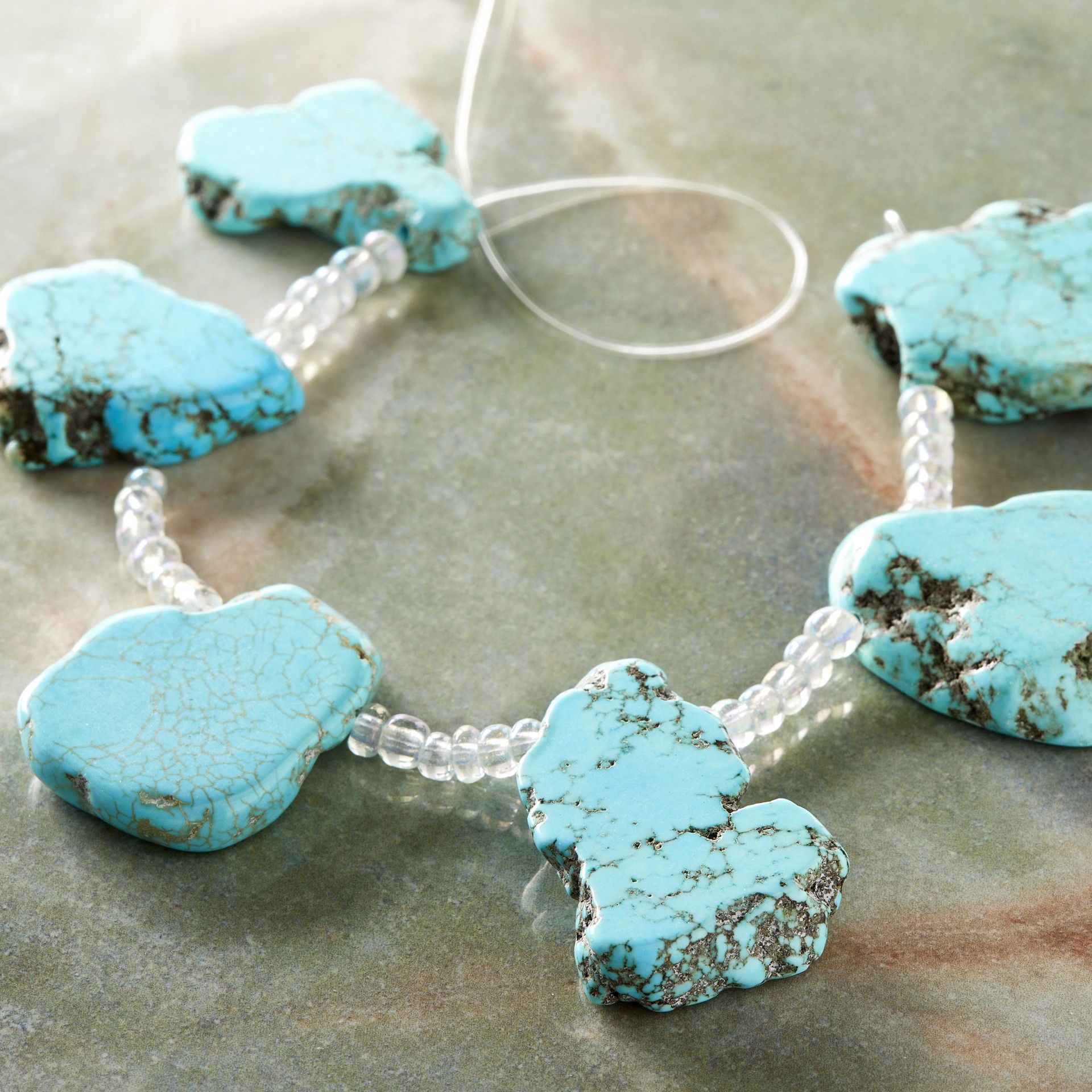 slide 2 of 3, Turquoise Dyed Howlite Flat Chip Beads By Bead Landing, 30mm-45mm