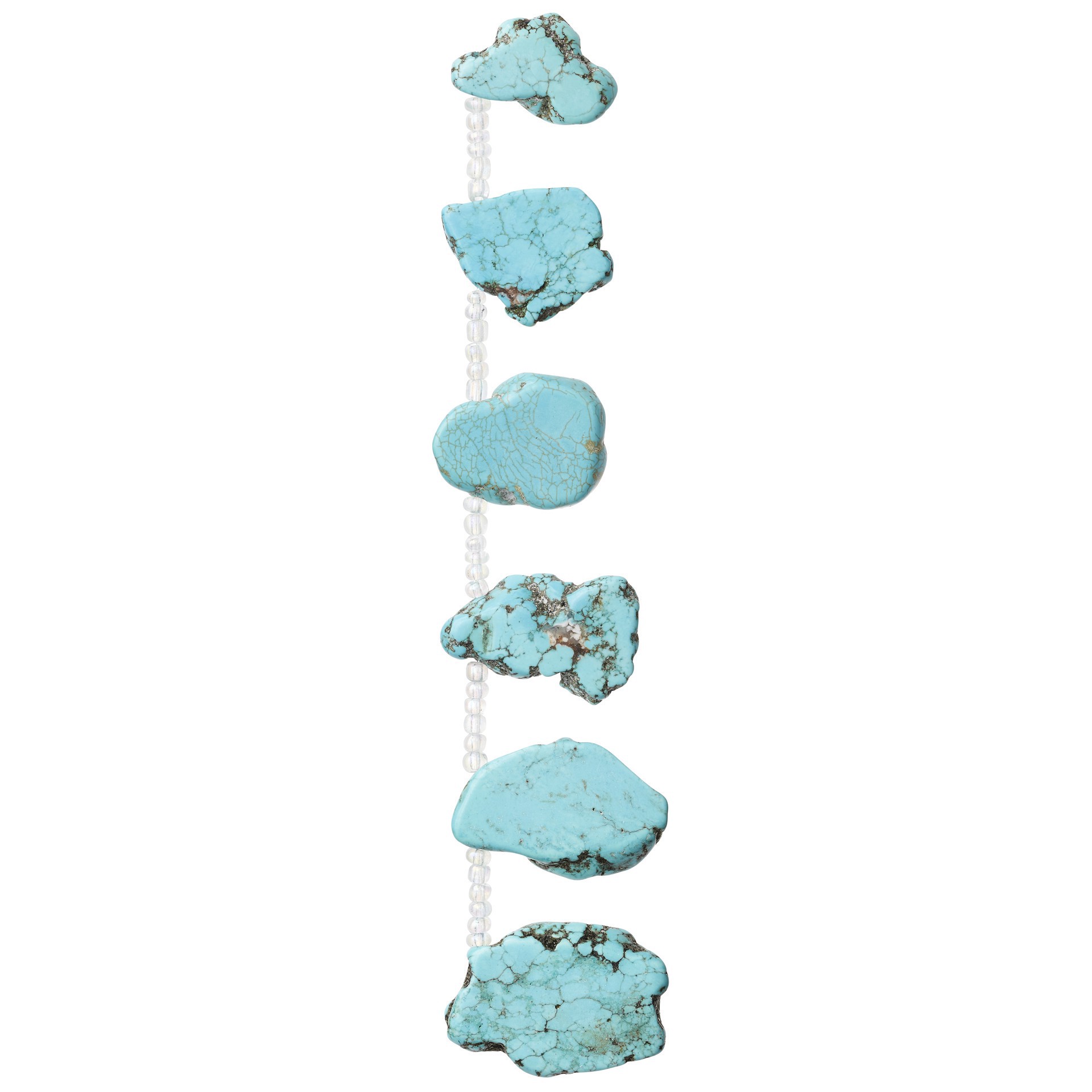 slide 3 of 3, Turquoise Dyed Howlite Flat Chip Beads By Bead Landing, 30mm-45mm