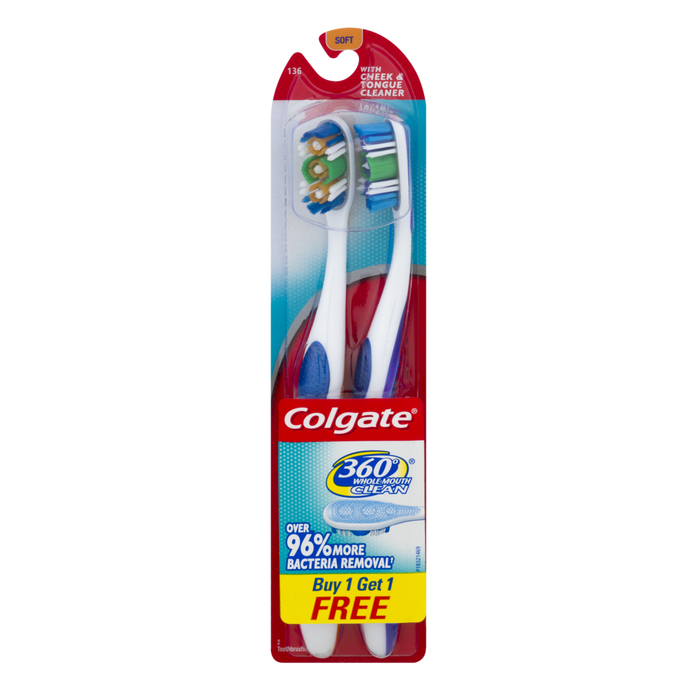 slide 1 of 1, Colgate 360 Degree Soft Full Head Toothbrush, 2 ct
