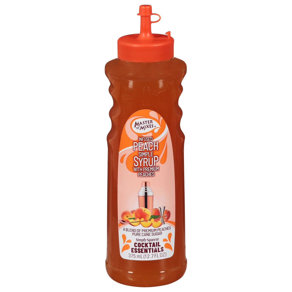 slide 1 of 9, Master of Mixes Infused Premium Peaches Peach Syrup 12.7 fl oz, 375 ml