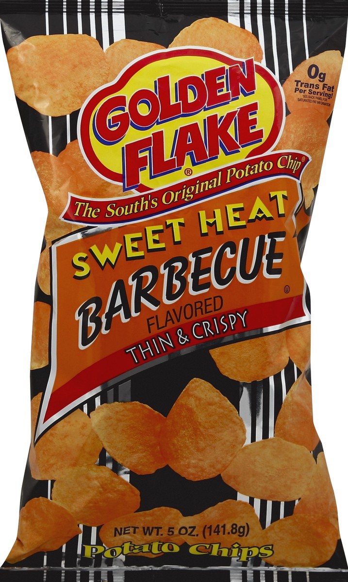 slide 5 of 6, Golden Flake Sweet Heat Barbecue Thin & Crispy Flavored Potato Chips, 5 oz