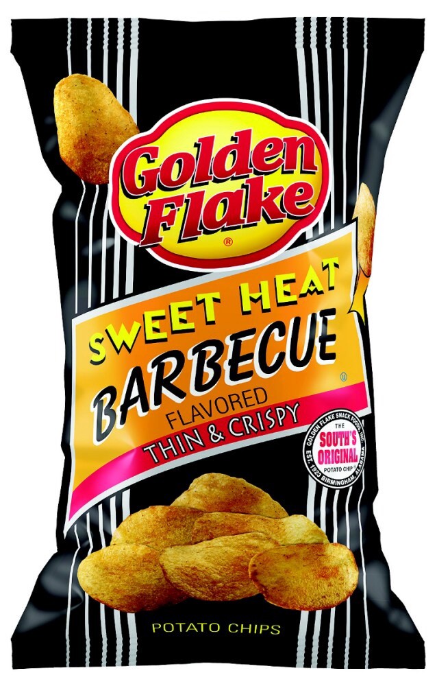 slide 1 of 6, Golden Flake Sweet Heat Barbecue Thin & Crispy Flavored Potato Chips, 5 oz