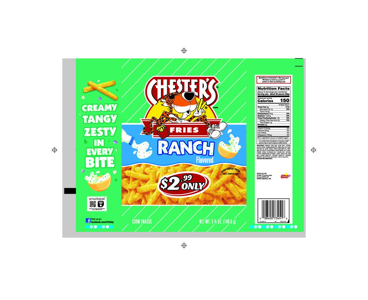 slide 5 of 8, Chester's Fries Corn And Potato Snacks Ranch Flavored 5 1/4 Oz, 5.25 oz