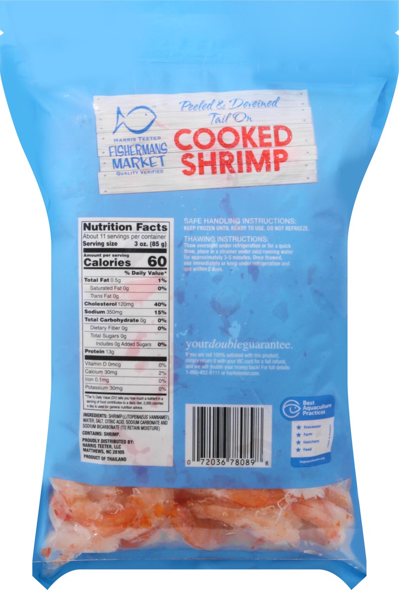 slide 9 of 9, Fisherman's Market Extra Large Peeled & Deveined Tail On Cooked Shrimp 32 oz, 32 oz