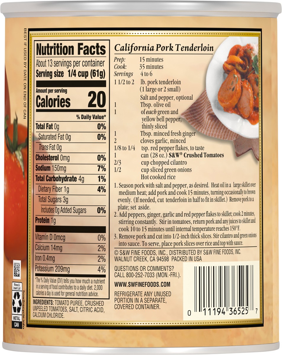 slide 3 of 7, S&W Premium Crushed Tomatoes 28 oz, 28 oz
