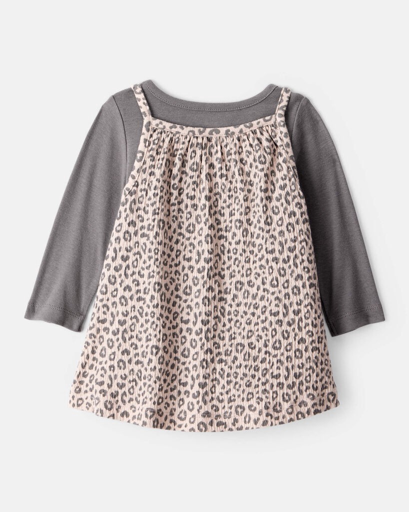slide 4 of 5, Carter's Carters Baby Girl 2-Piece Leopard Leopard Print Long-Sleeve Dress Set Grey/Brown NB, 2 pc