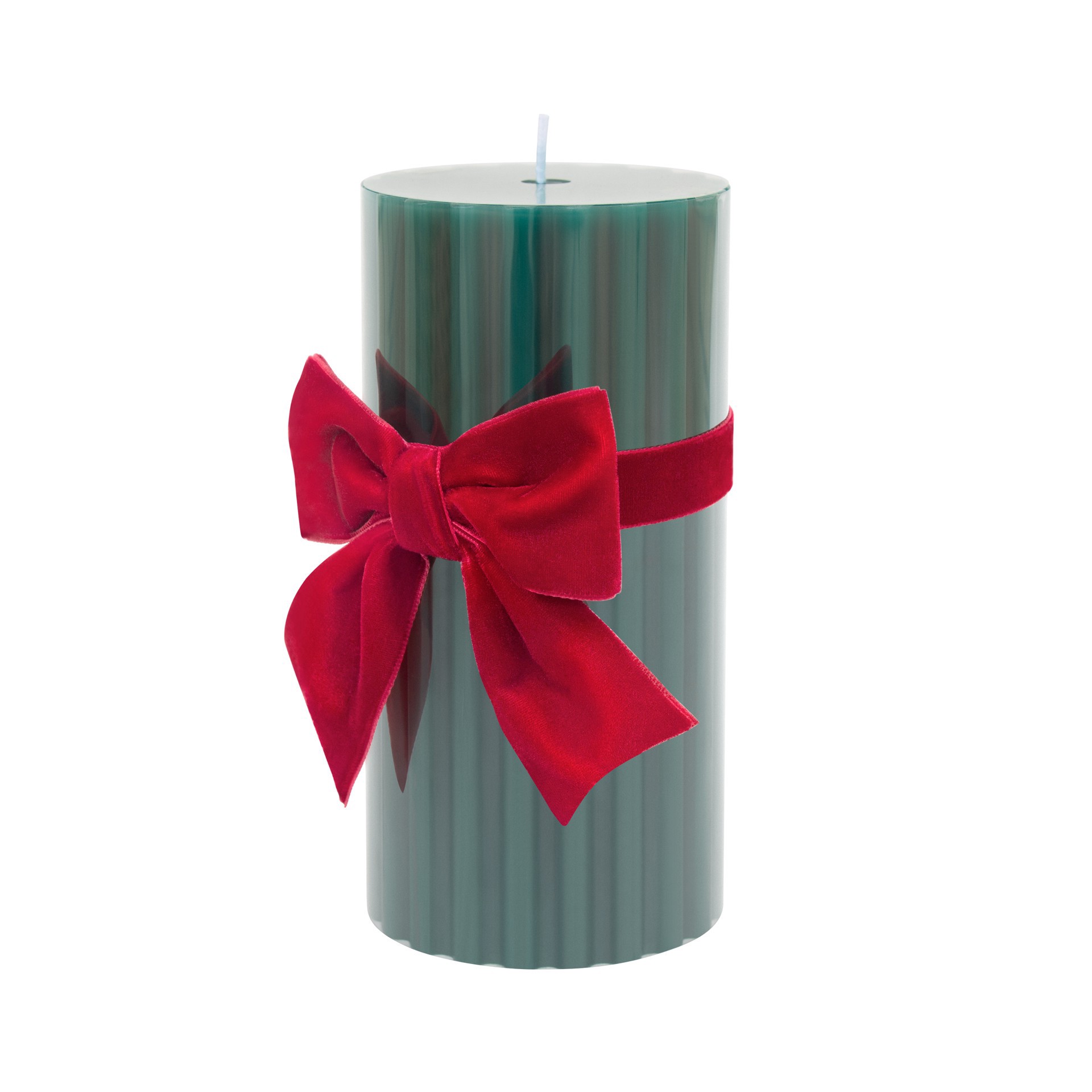 slide 2 of 4, Green With Red Bow Balsam Forest Scented Pillar Candle By Ashland, 3 in x 6 in
