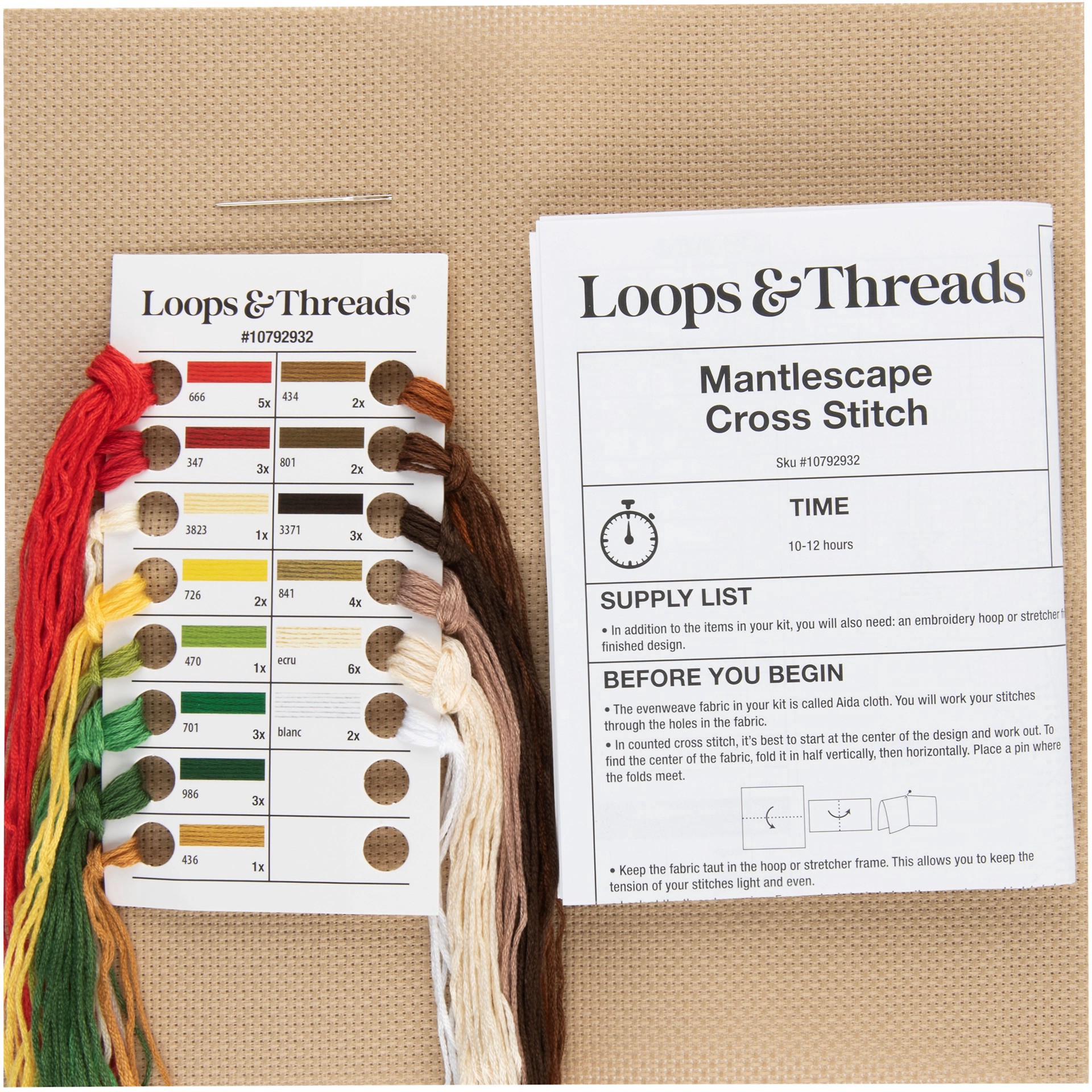 slide 3 of 3, 6" X 6" Christmas Mantelscape Cross Stitch Kit By Loops & Threads, 6 in x 6 in