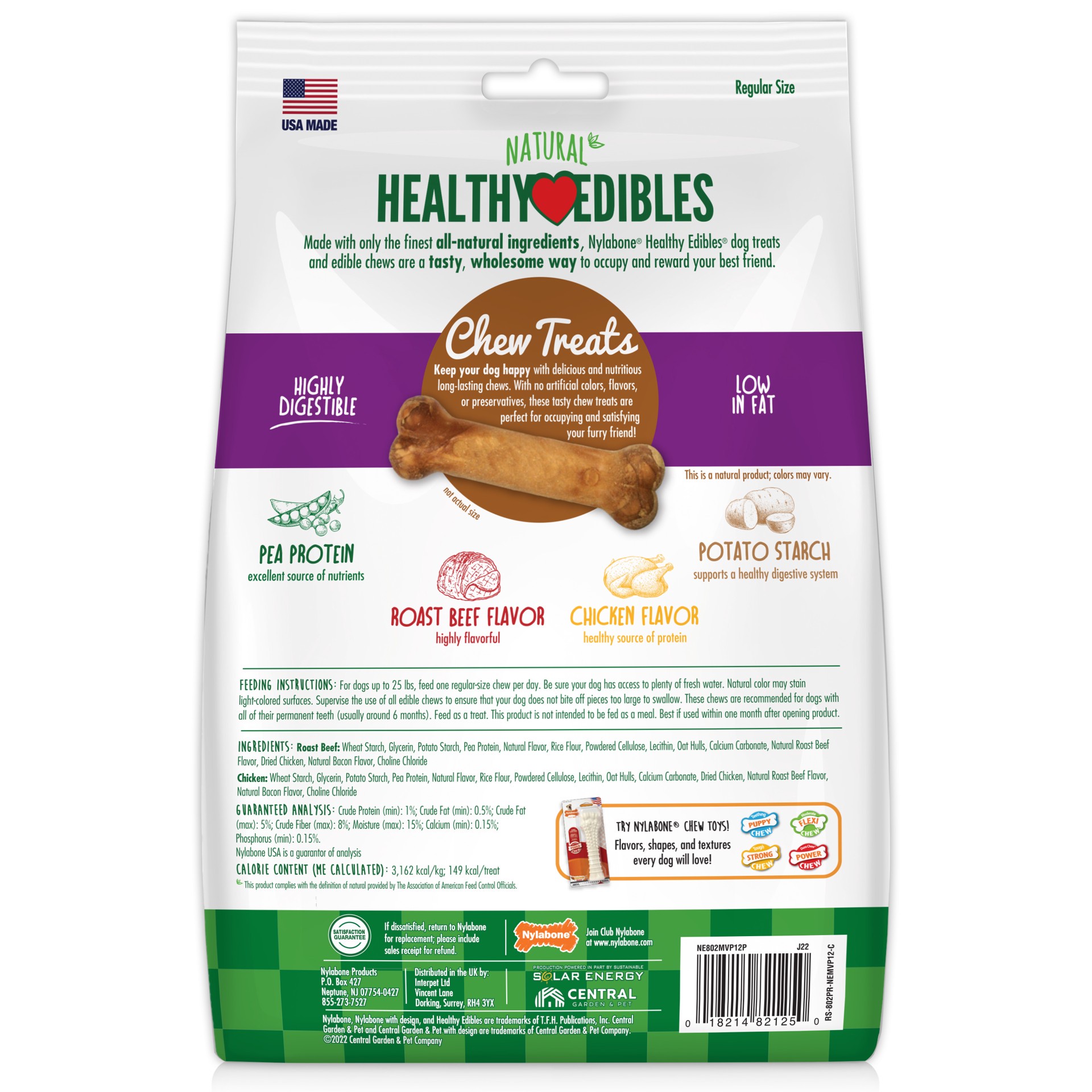 slide 7 of 10, Nylabone Healthy Edibles All-Natural Long Lasting Roast Beef and Chicken Dog Chew Treats Variety Small/Regular - Up to 25 Ibs.(12 Count), 12 ct