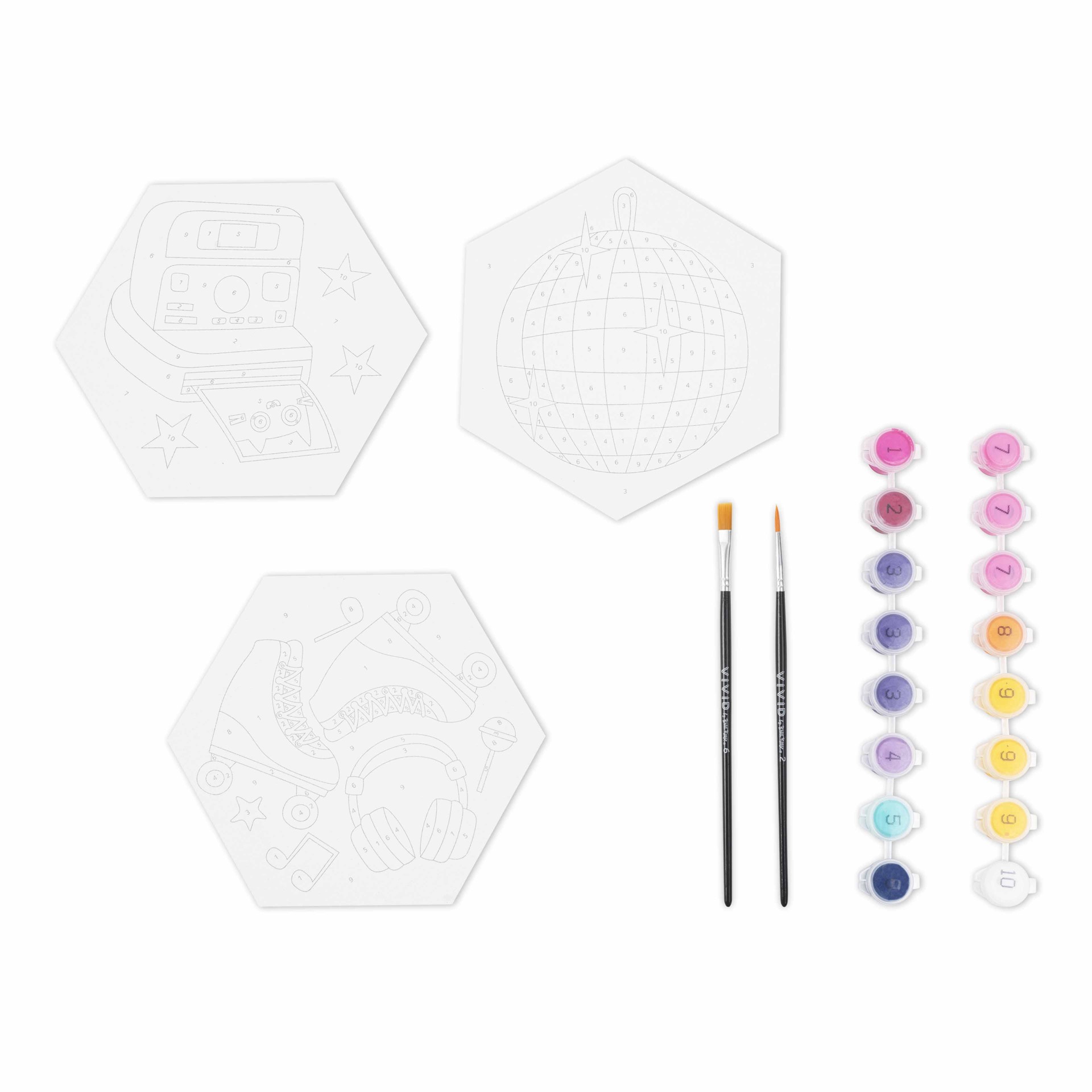 slide 2 of 7, Brea Reese Vivid By Brea Reese Retro Square Acrylic Paint-By-Number Kit, 6 in x 6.9 in