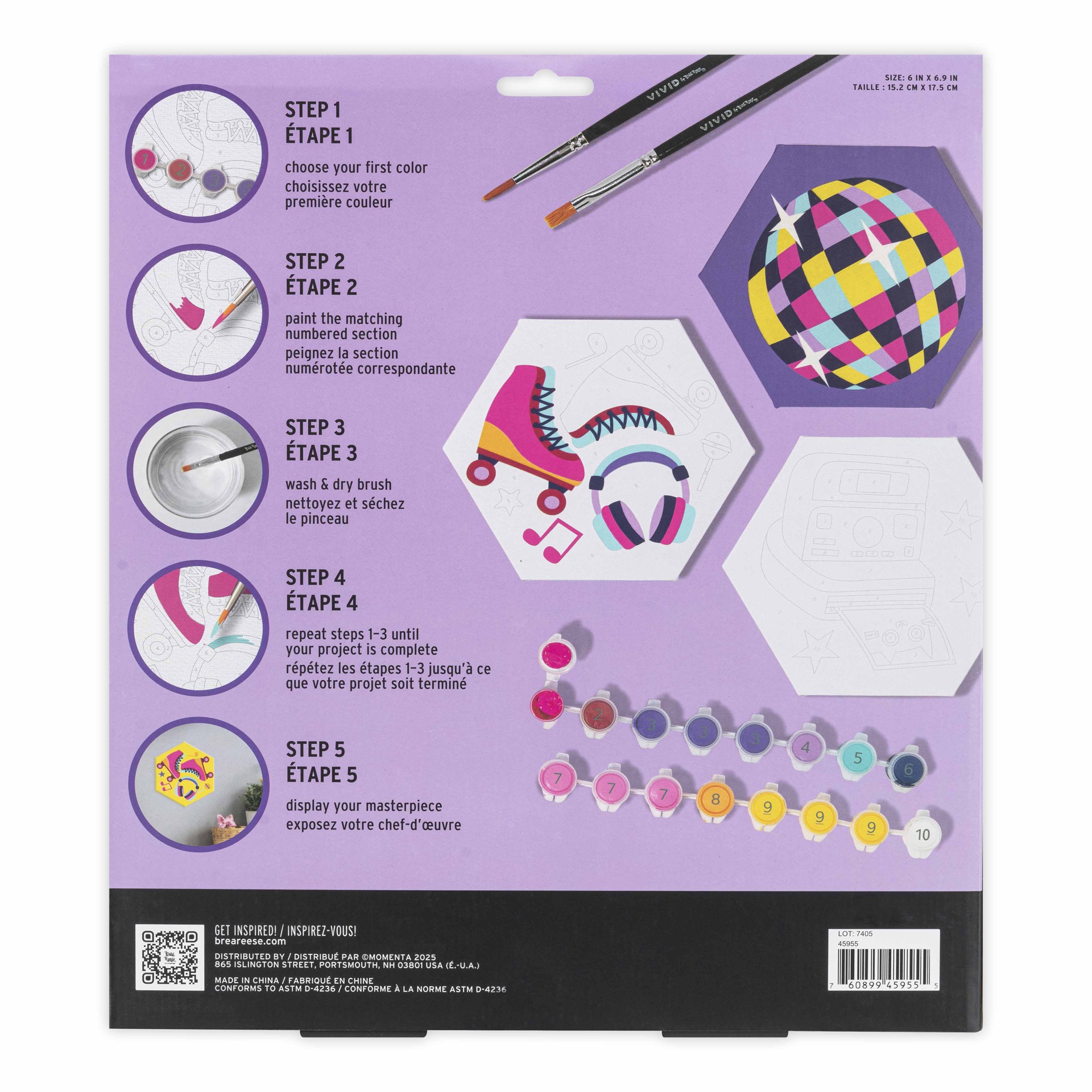 slide 5 of 7, Brea Reese Vivid By Brea Reese Retro Square Acrylic Paint-By-Number Kit, 6 in x 6.9 in