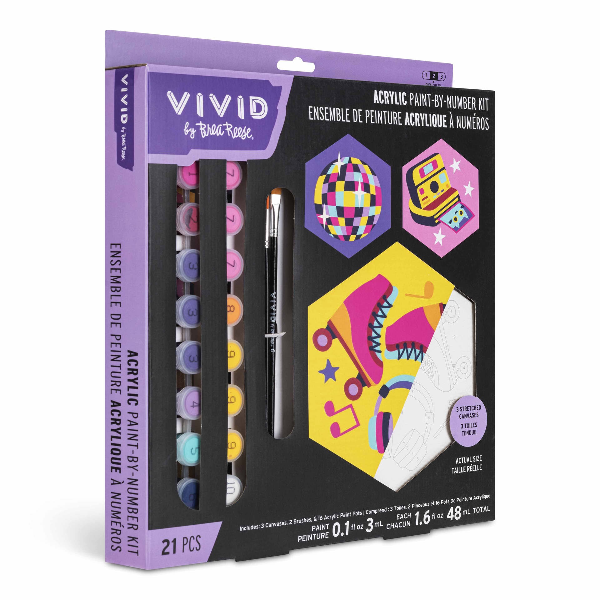 slide 4 of 7, Brea Reese Vivid By Brea Reese Retro Square Acrylic Paint-By-Number Kit, 6 in x 6.9 in