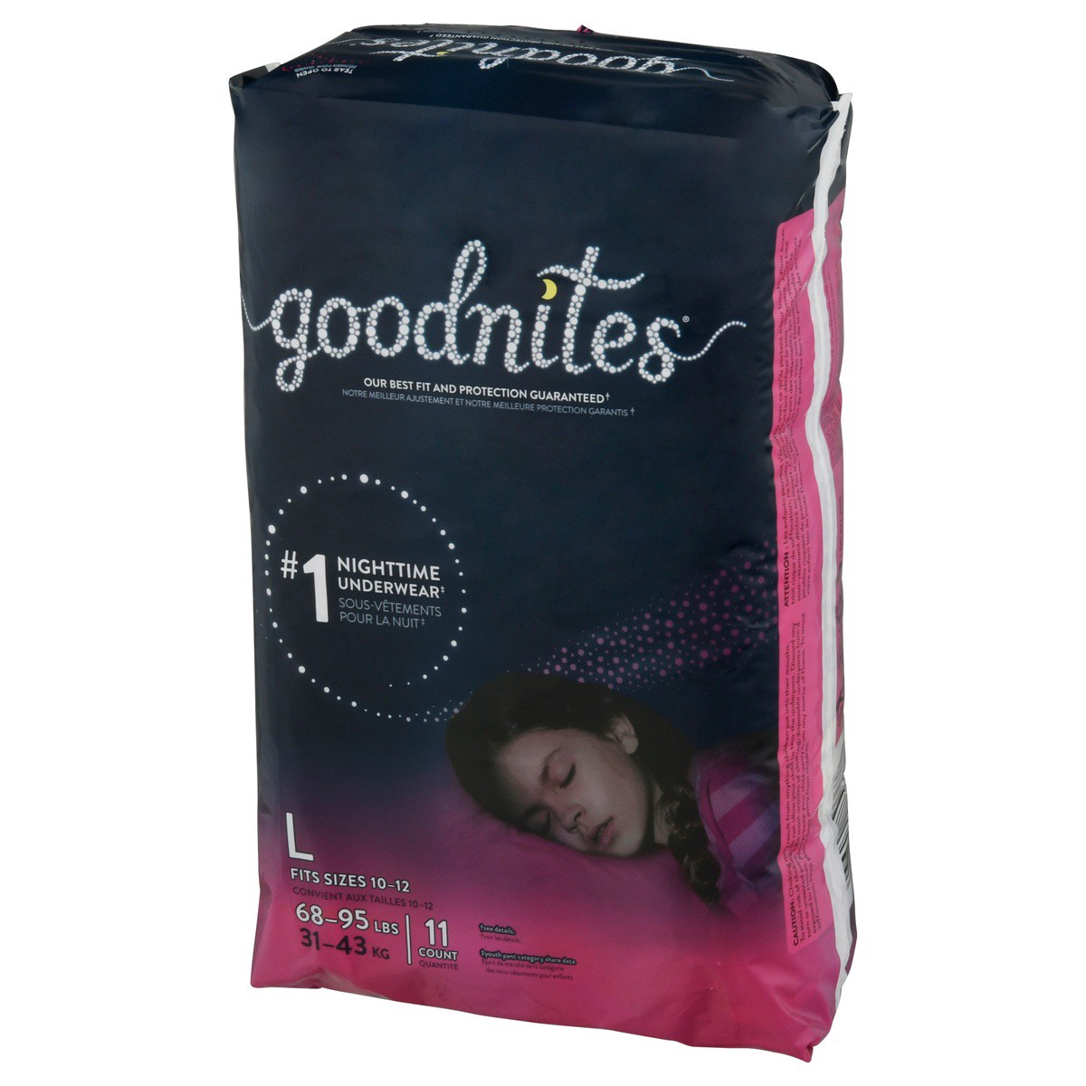 slide 6 of 9, Goodnites Girls' Nighttime Bedwetting Underwear, Size Large (68-95 lbs), 11 Ct, 11 ct