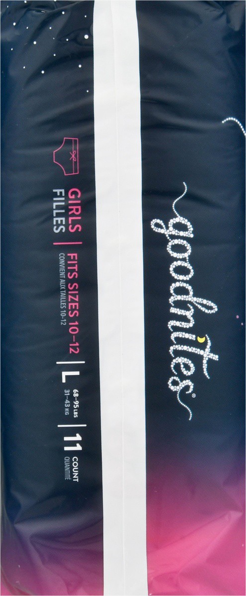 slide 4 of 9, Goodnites Girls' Nighttime Bedwetting Underwear, Size Large (68-95 lbs), 11 Ct, 11 ct