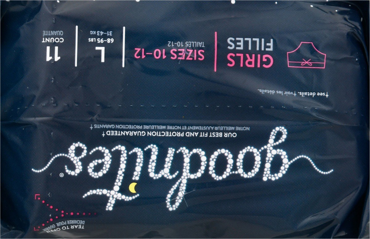 slide 8 of 9, Goodnites Girls' Nighttime Bedwetting Underwear, Size Large (68-95 lbs), 11 Ct, 11 ct