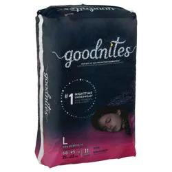 Goodnites Girls' Nighttime Bedwetting Underwear, Size Large (68-95 lbs), 11 Ct