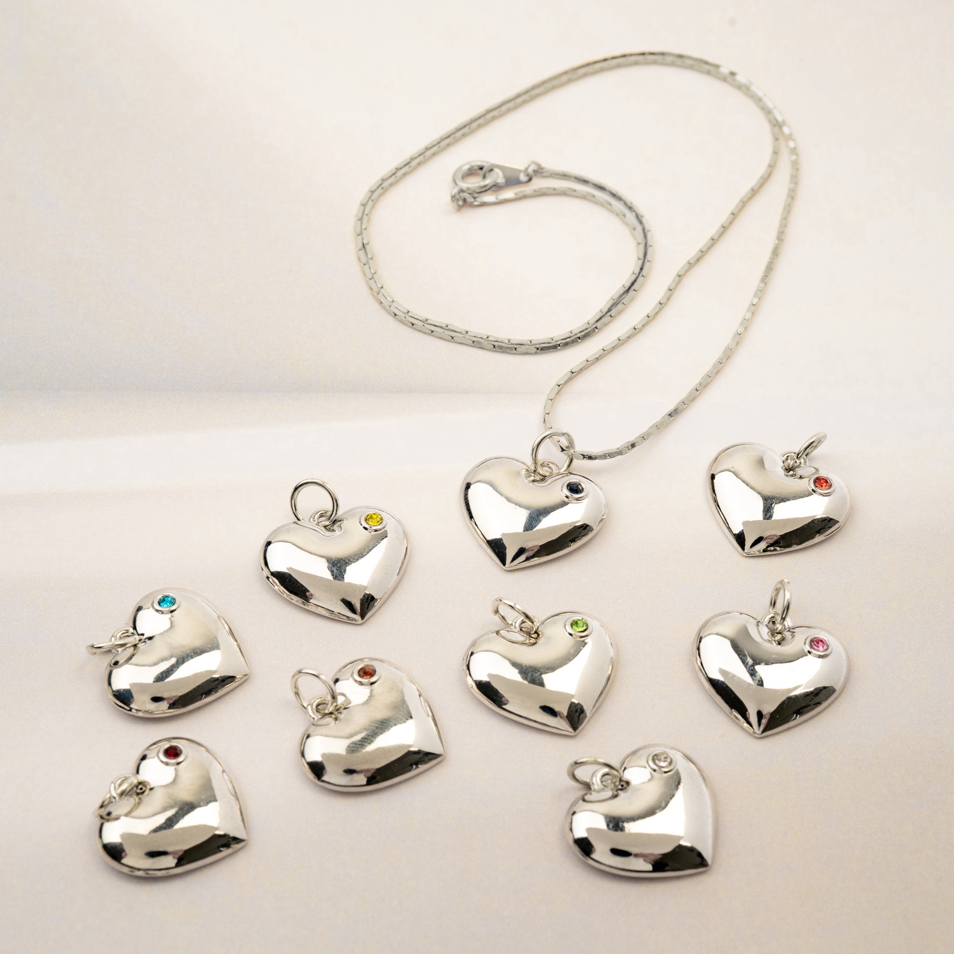 slide 3 of 3, Crystal Lane Diy Silver Rhinestone Heart Charms, 9ct., 9 ct