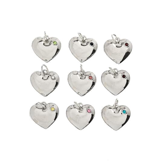 slide 1 of 3, Crystal Lane Diy Silver Rhinestone Heart Charms, 9ct., 9 ct