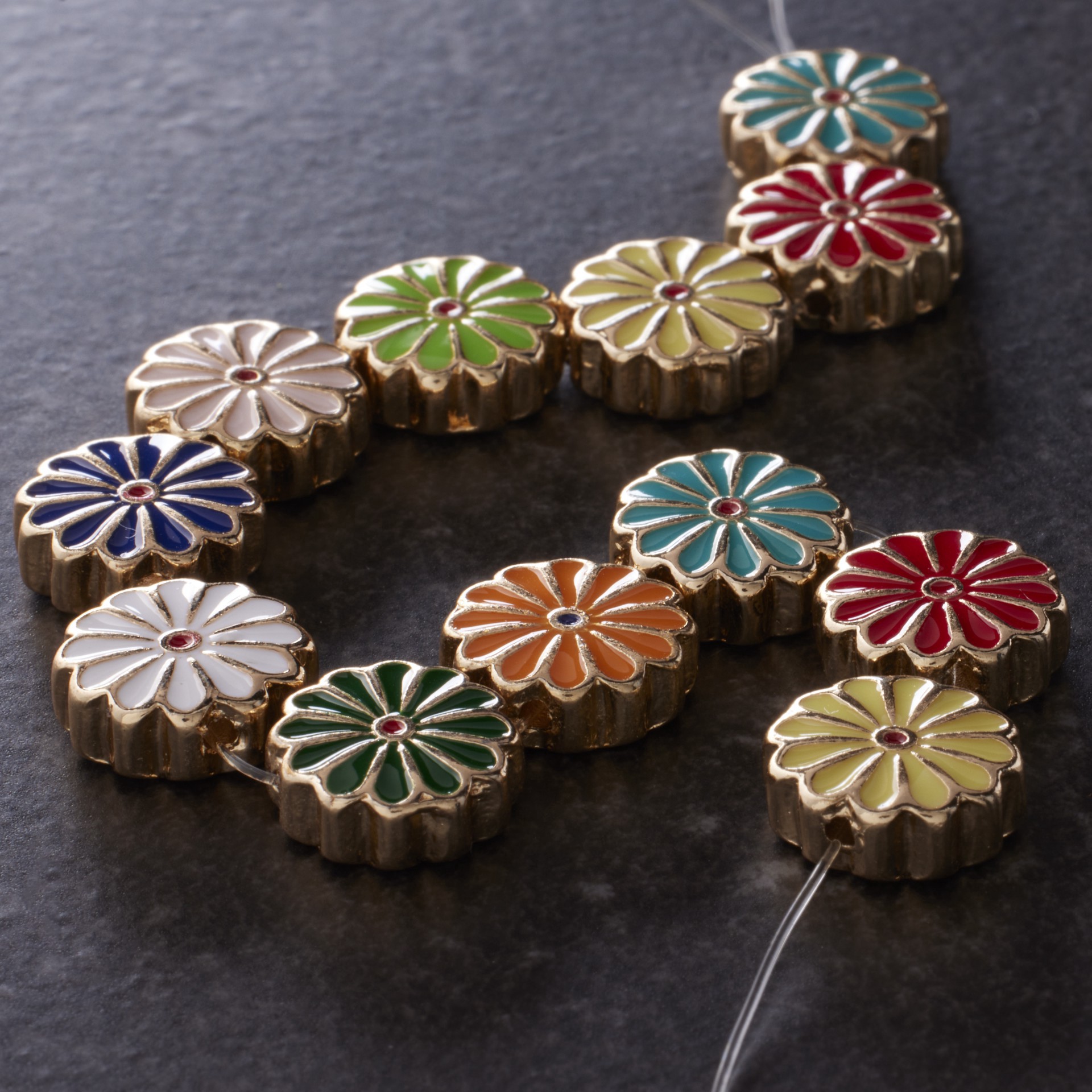 slide 3 of 3, Mixed Daisy Beads, 12mm By Bead Landing, 12mm